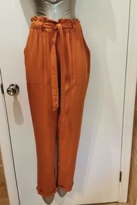 Know One Cares Burnt Orange Paper Bag Pants Size S